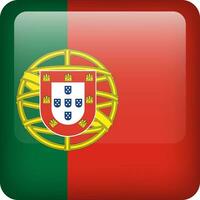 Portugal flag button. Square emblem of Portugal. Vector Portuguese flag, symbol. Colors and proportion correctly.