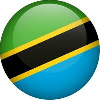 Tanzania flag button. Round flag of Tanzania. Vector flag, symbol. Colors correctly.