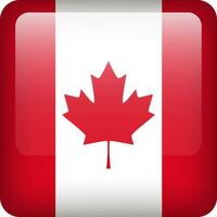 Canada flag button. Square emblem of Canada. Vector Canadian flag, symbol. Colors correctly.