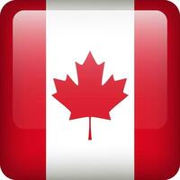 Canada flag button. Square emblem of Canada. Vector Canadian flag, symbol. Colors correctly.