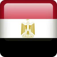 3d vector Egypt flag glossy button. Egyptian national emblem. Square icon with flag of Egypt.
