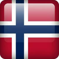 Norway flag button. Square emblem of Norway. Vector Norway flag, symbol. Colors and proportion correctly.