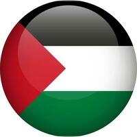 Palestine flag button. Round flag of Palestine. Vector flag, symbol. Colors correctly.