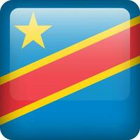 3d vector democrático república de el congo bandera lustroso botón. congo nacional emblema. cuadrado icono de República Democrática del Congo