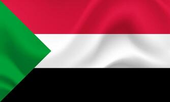 Vector Sudan flag. Waved Flag of Sudan. Sudanese emblem, icon.