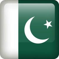 Pakistan flag button. Square emblem of Pakistan. Vector Pakistan flag, symbol. Colors correctly.