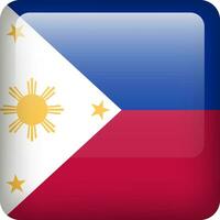 Philippines flag button. Square emblem of Philippines. Vector Philippines flag, symbol. Colors correctly.