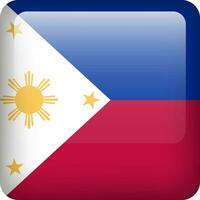 Philippines flag button. Square emblem of Philippines. Vector Philippines flag, symbol. Colors correctly.