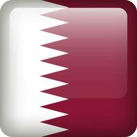 3d vector Qatar flag glossy button. Qatari national emblem. Square icon with flag of Qatar