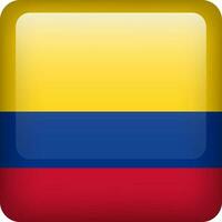 Colombia flag button. Square emblem of Colombia. Vector Colombian flag, symbol. Colors correctly.