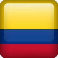 Colombia flag button. Square emblem of Colombia. Vector Colombian flag, symbol. Colors correctly.