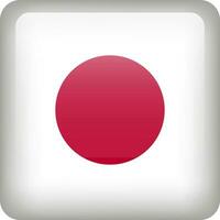 Japan flag button. Square emblem of Japan. Vector Japanese flag, symbol. Colors correctly.