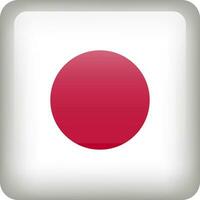 Japan flag button. Square emblem of Japan. Vector Japanese flag, symbol. Colors correctly.