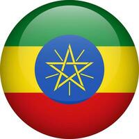 Ethiopia flag button. Round flag of Ethiopia. Vector flag, symbol. Colors and proportion correctly.