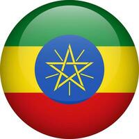 Ethiopia flag button. Round flag of Ethiopia. Vector flag, symbol. Colors and proportion correctly.