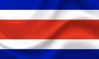 Vector Costa Rica flag. Waved Flag of Costa Rica. Emblem, icon.