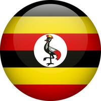 Uganda flag button. Round flag of Uganda. Vector flag, symbol. Colors and proportion correctly.