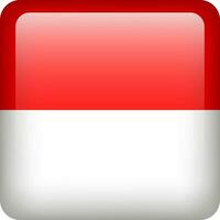 Indonesia flag button. Square emblem of Indonesia. Vector Indonesia flag, symbol. Colors correctly.