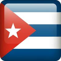 3d vector Cuba flag glossy button. Cuban national emblem. Square icon with flag of Cuba