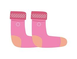 Cute pink socks isolated on white background. vector