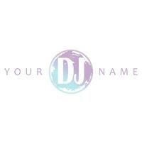 DJ inicial logo acuarela vector diseño