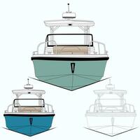 Front view Yacht vector line art illustration.