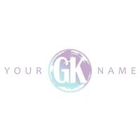 GK Initial Logo Watercolor Vector Design