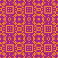 un pixelado modelo en púrpura y naranja vector