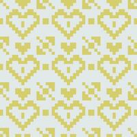 a pixel pattern with yellow hearts on a white background vector