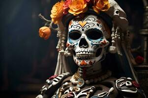 Day of The Dead sugar skull makeup. Day of The Dead. photo