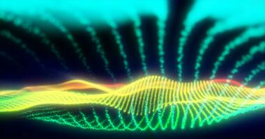 Abstract rainbow energy magic waves from glowing particles and lines futuristic hi-tech background photo