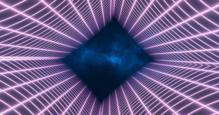 Abstract purple energy grid swirling tunnel of lines in the top and bottom of the screen magical bright glowing futuristic hi-tech background