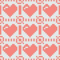 pixel hearts seamless pattern vector