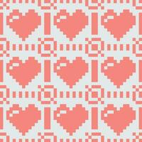 pixel hearts seamless pattern vector