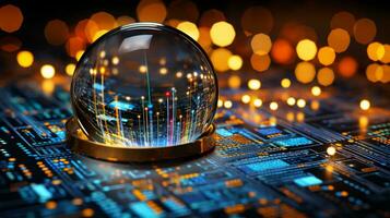 Data Visualization, Close up Technology Digitalization, Optimization of High-Tech Electronics, Data mining, artificial intelligence, business analytics, AI Generative photo