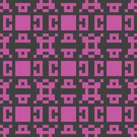 un pixelado modelo con rosado cuadrícula en un negro antecedentes vector