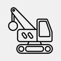 Icon crane with wrecking ball. Heavy equipment elements. Icons in line style. Good for prints, posters, logo, infographics, etc. vector