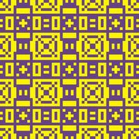 un pixelado modelo con amarillo y púrpura cuadrícula vector