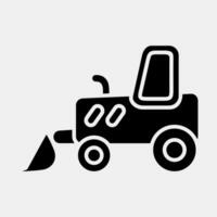 Icon bulldozer. Heavy equipment elements. Icons in glyph style. Good for prints, posters, logo, infographics, etc. vector