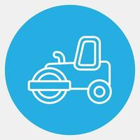 Icon road roller. Heavy equipment elements. Icons in blue round style. Good for prints, posters, logo, infographics, etc. vector