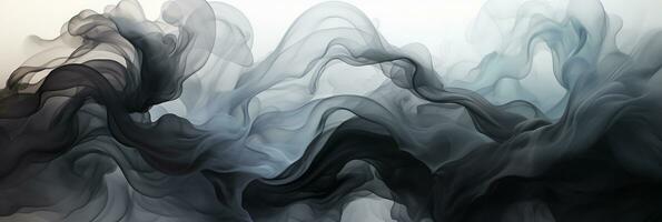 Abstract Graphic motion on background, creative waves of black smoke, AI Generative photo