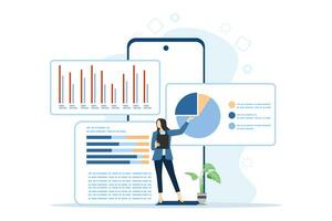 accounting or finance concepts, business plans and budgets, analyst, accountant, economics, accounting, consulting, tax forms, tax filing, audit services, business strategy. flat abstract illustration vector