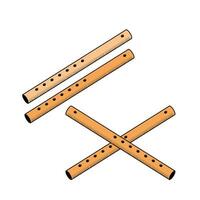 retro Clásico conjunto de tradicional bambú flauta pífano icono ilustración vector