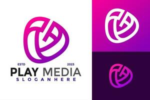 Letter G Play Media Logo design vector symbol icon illustration