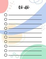 To Do list blank template. Daily planner with copy space for handwriting. Checklist page vector illustration in vertical US Letter size proportions