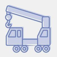 Icon wheeled crane. Heavy equipment elements. Icons in two tone style. Good for prints, posters, logo, infographics, etc. vector