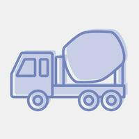 Icon concrete mixer truck. Heavy equipment elements. Icons in two tone style. Good for prints, posters, logo, infographics, etc. vector