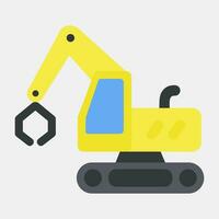 Icon tracked log loader excavator. Heavy equipment elements. Icons in flat style. Good for prints, posters, logo, infographics, etc. vector