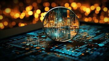 Data Visualization, Close up Technology Digitalization, Optimization of High-Tech Electronics, Data mining, artificial intelligence, business analytics, AI Generative photo