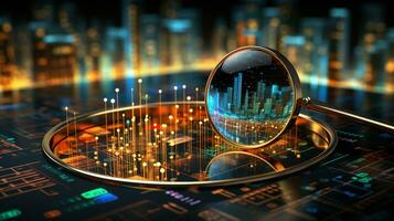 Data Visualization, Close up Technology Digitalization, Optimization of High-Tech Electronics, Data mining, artificial intelligence, business analytics, AI Generative photo